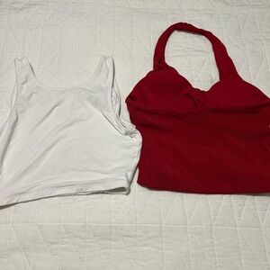 Medium red & white Klassy Network crop tops